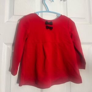 Red Long Sleeve Kids Top with Bow Accents